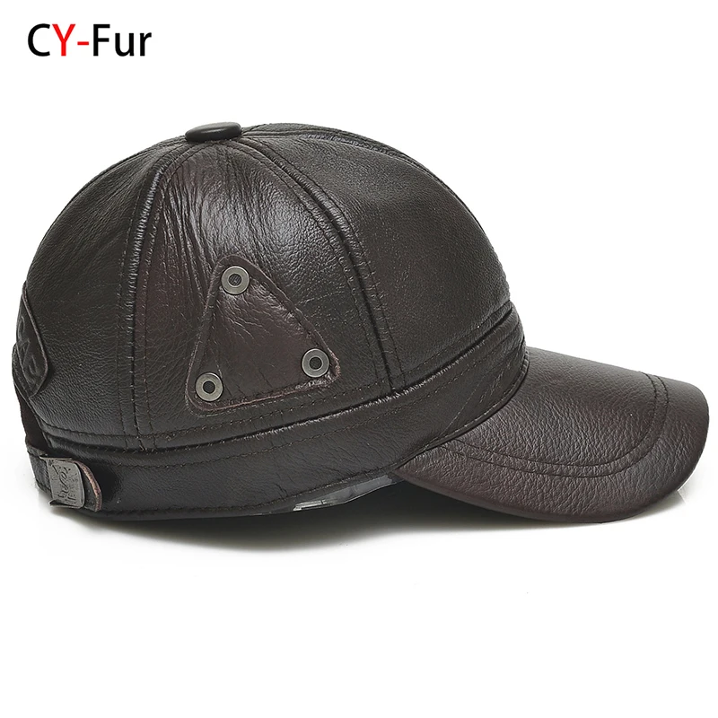 2024 New Style Men Brown Cow Leather Baseball Outdoor Real Leather Retro Hat Adjustable Real Cowhide Leather Baseball Cap