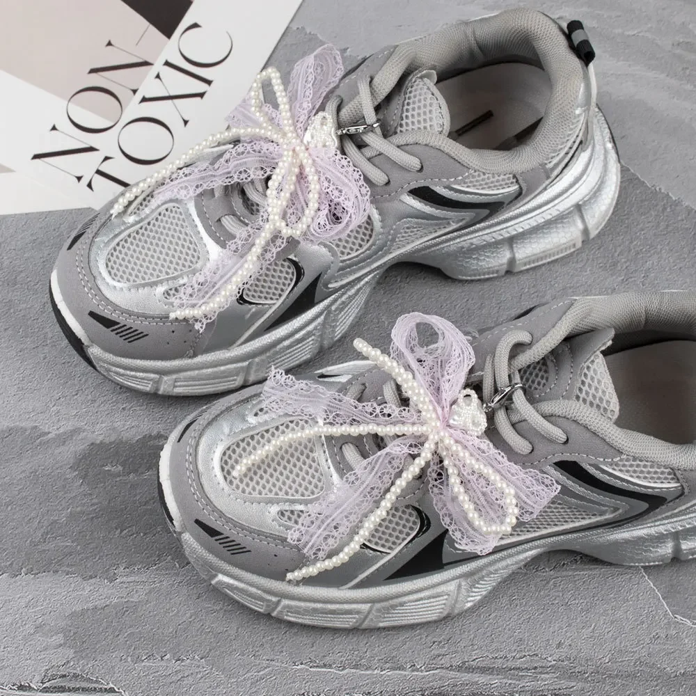 1 Stück Spitze Perle Schleife Schnürsenkel Charms für Sneakers Dekorative Premium Dekorative Schnürsenkel Charm Zubehör Schuh Blumenschnalle – Detail 5