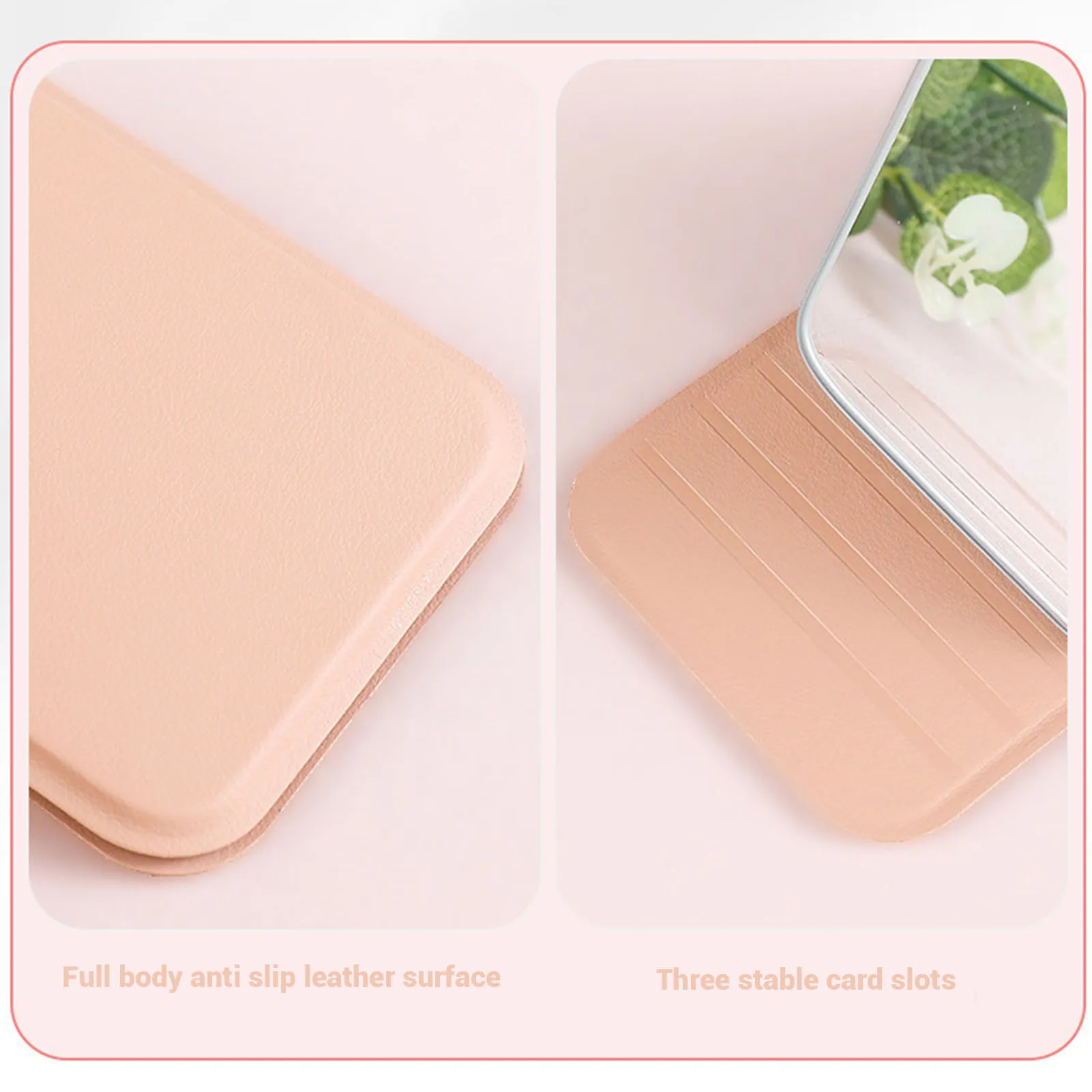 Desktop Makeup Mirror Solid Color PU Leather Simple Portable Handheld Makeup Mirror Foldable Student Compact Cute Pocket Mirror