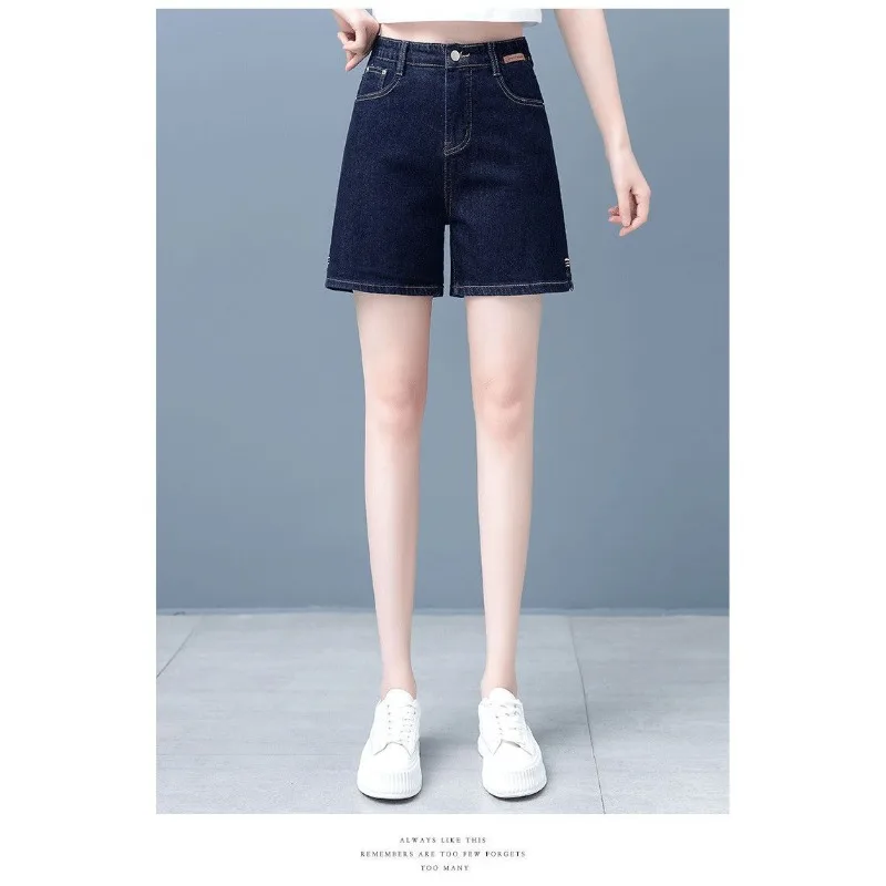

Women High Waist Solid Black Raw Hem Fringe Loose A-line Casual Denim Shorts