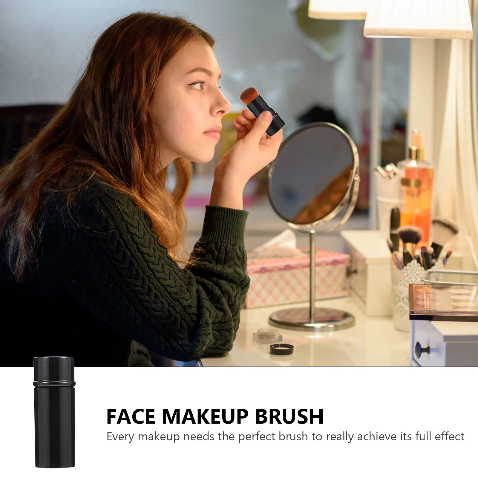 

2Pcs Retractable Foundation Brush Professional Face Makeup Soft Bristles Portable Multi-Use Powder Liquid Concealer