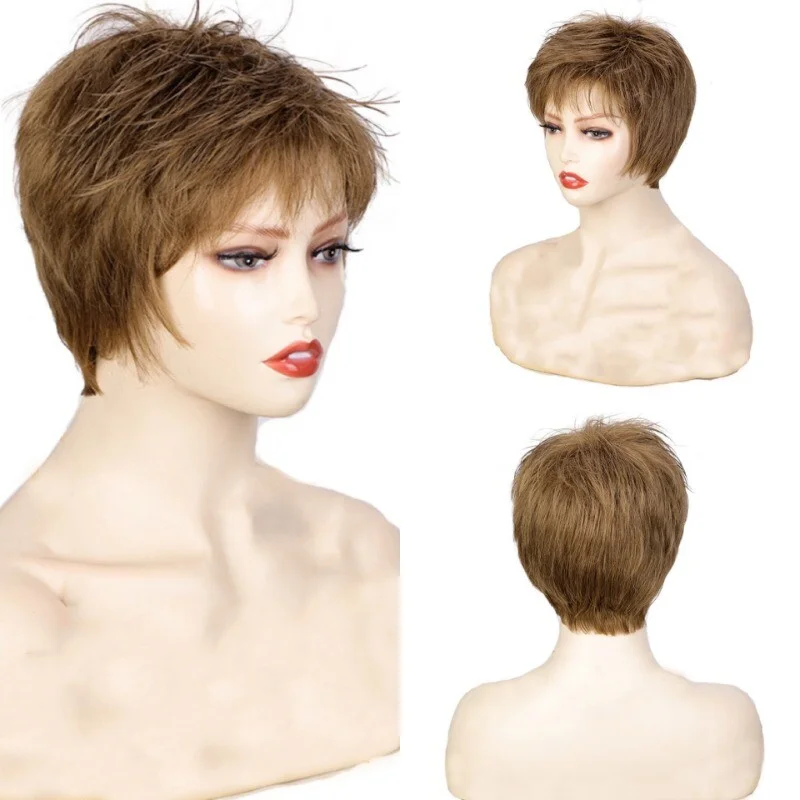 

New Women’s Wig Short Brown Curly Wave Ladies Daily Hair Wigs