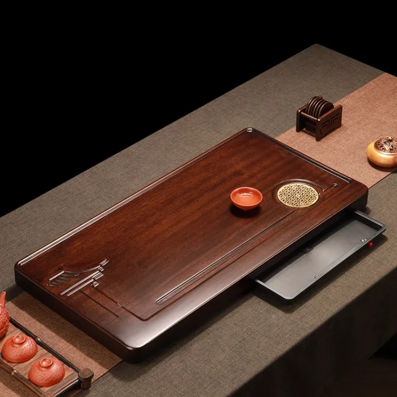 

Light Luxury Tea Tray Drainage Chinese Style Modern Simple Decorative Tools Ceremony Tea Tray Living Room Bandejas Furniture