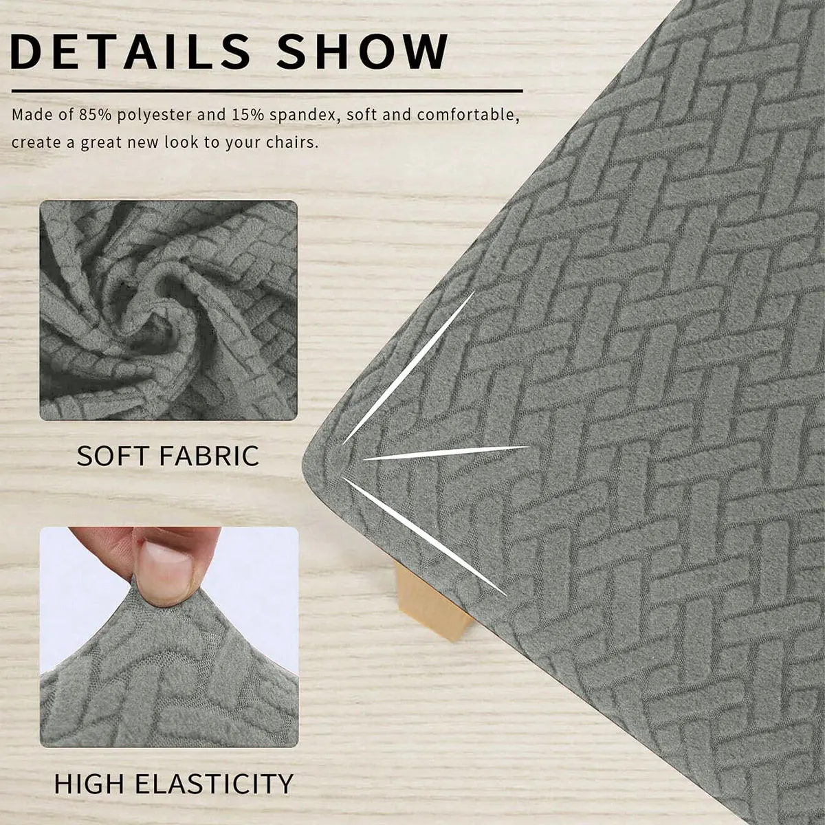 4/6 قطعة الجاكار النسيج وسادة كرسي يغطي أغطية مقاعد مرنة للكراسي بلون كرسي الغلاف حامي لغرفة المعيشة #4