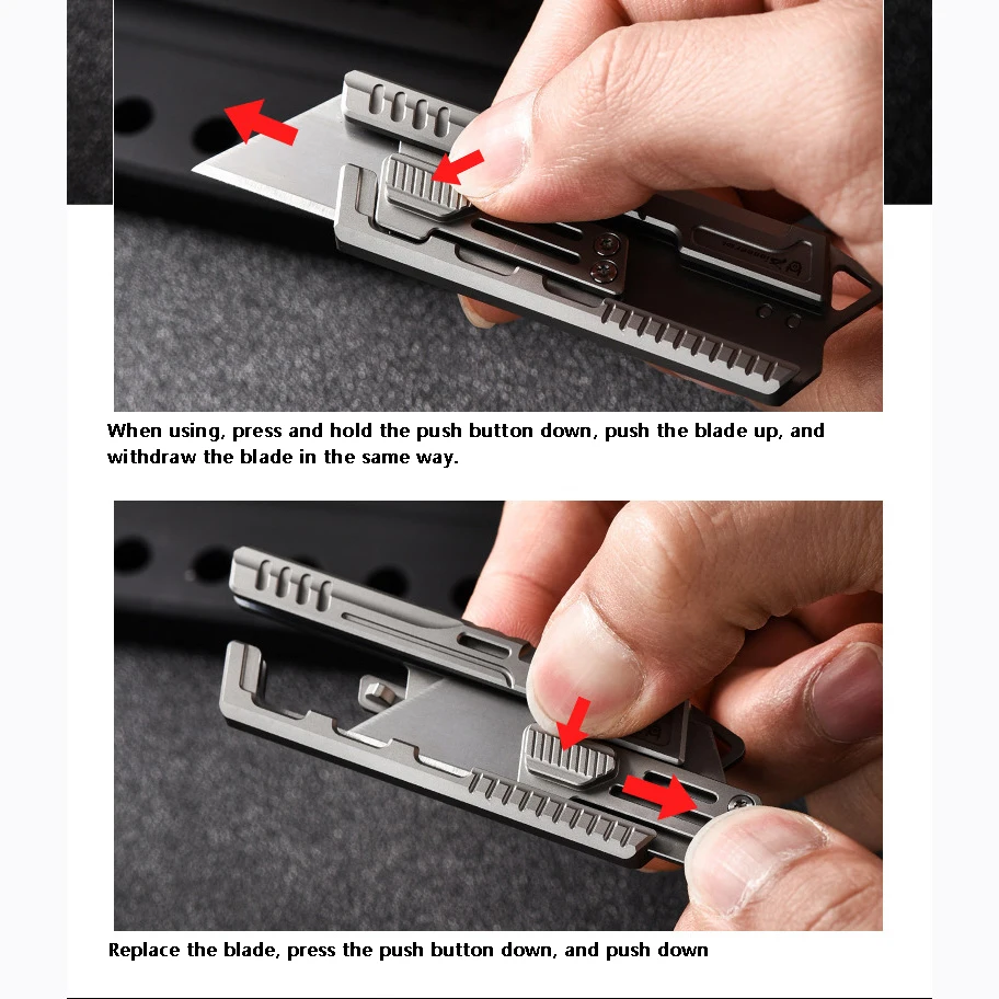 Titanium Alloy Utility Knife with 10 Blades, Multi-Function Knife, Lightweight Outdoor/EDC Tool, Pocket Knife, Box Knife