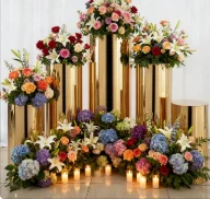 Round 5pcs Risers gold mirror  Iron Plinth Display Party cylinder  Pedestal Wedding stage back drop walkway pillar stand qq002