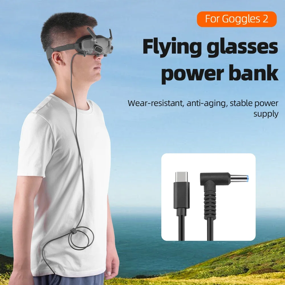 Charging Cable for DJI Goggles 2 Flying Glasses Power Cable USB-PD Fast Charge Mobile Pwoer Supply Cable for DJI Avata Accessory