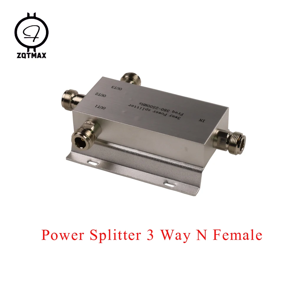 ZQTMAX 3 way Power Splitter 380-2500mhz Divider N Female 50ohm for 2G 3G 4G CDMA GSM DCS UMTS Signal Booster and Walkie talkie