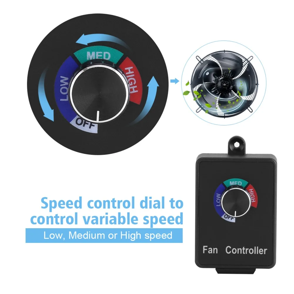 Plastic Variable Speed Controller Black LED Voltage Display Fan Speed Controller Pointer Display Overload Protection