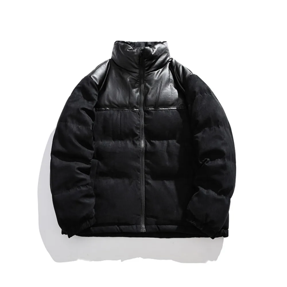 معطف قطني بياقة واقفة للرجال سترة مرقعة 2025 معطف شتوي جديد من القطن السميك