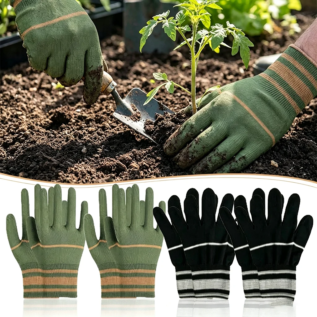 12-48Pairs Breathable Abrasion Resistant Nylon Work Gloves Soft Flexible Durable Knitted for Men Women Labor Home Garden Use