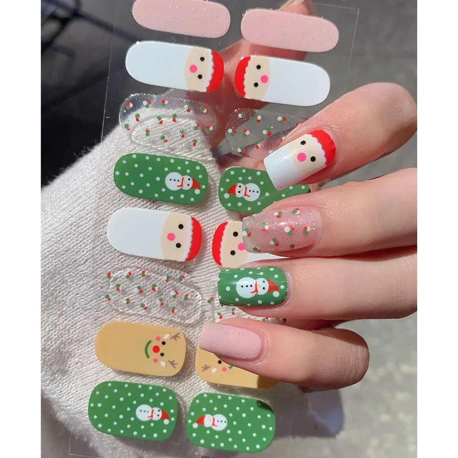2024 New Christmas Nail Sticker Decal Winter Snowflake Nail Art Wraps Adhesive Full Cover Waterproof Ins Woman DIY Manicure