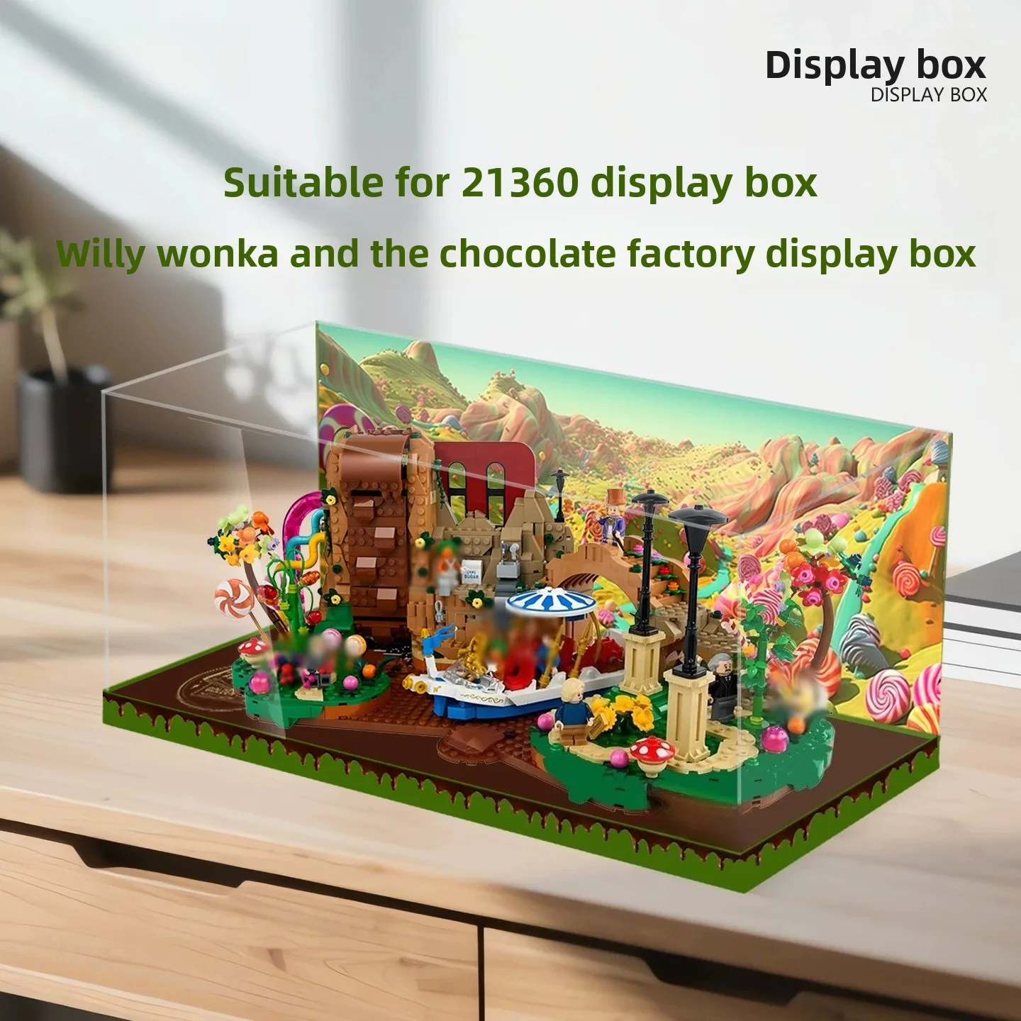 High-definition transparent display and storage case for LEGO 21360 Willy Wonka & the Chocolate Factory