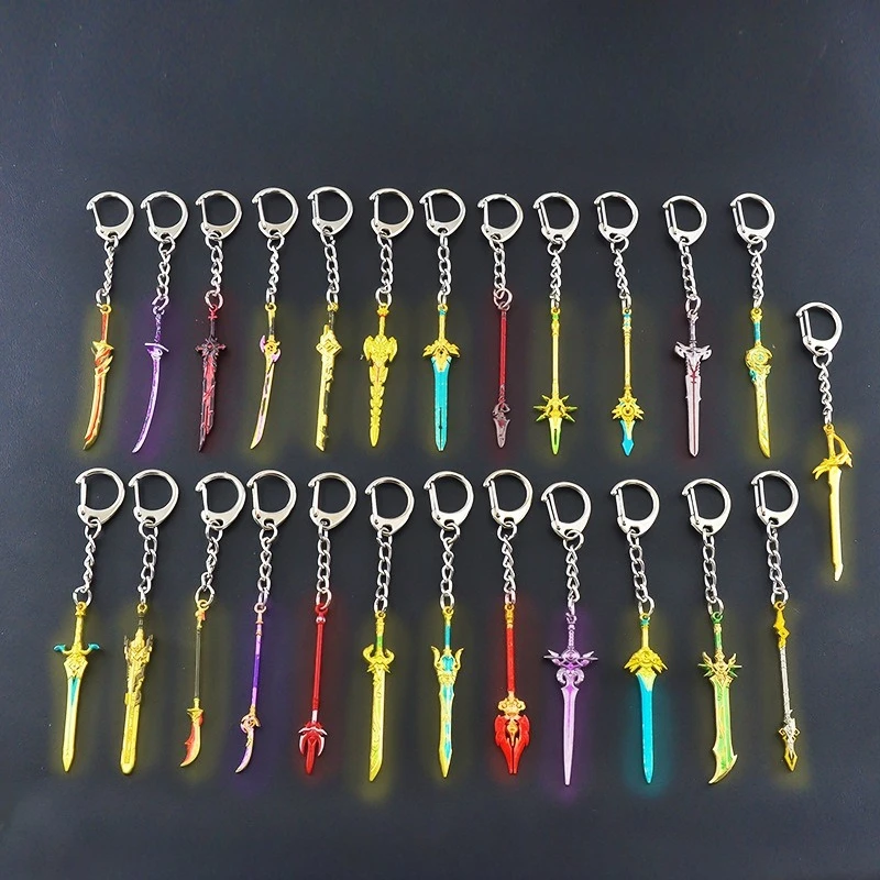 原神インパクトゲームキーホルダー狼の墓石レッドホーンストーンスレッシャー電光吸収アクイラファボニア合金ナイフ剣おもちゃ