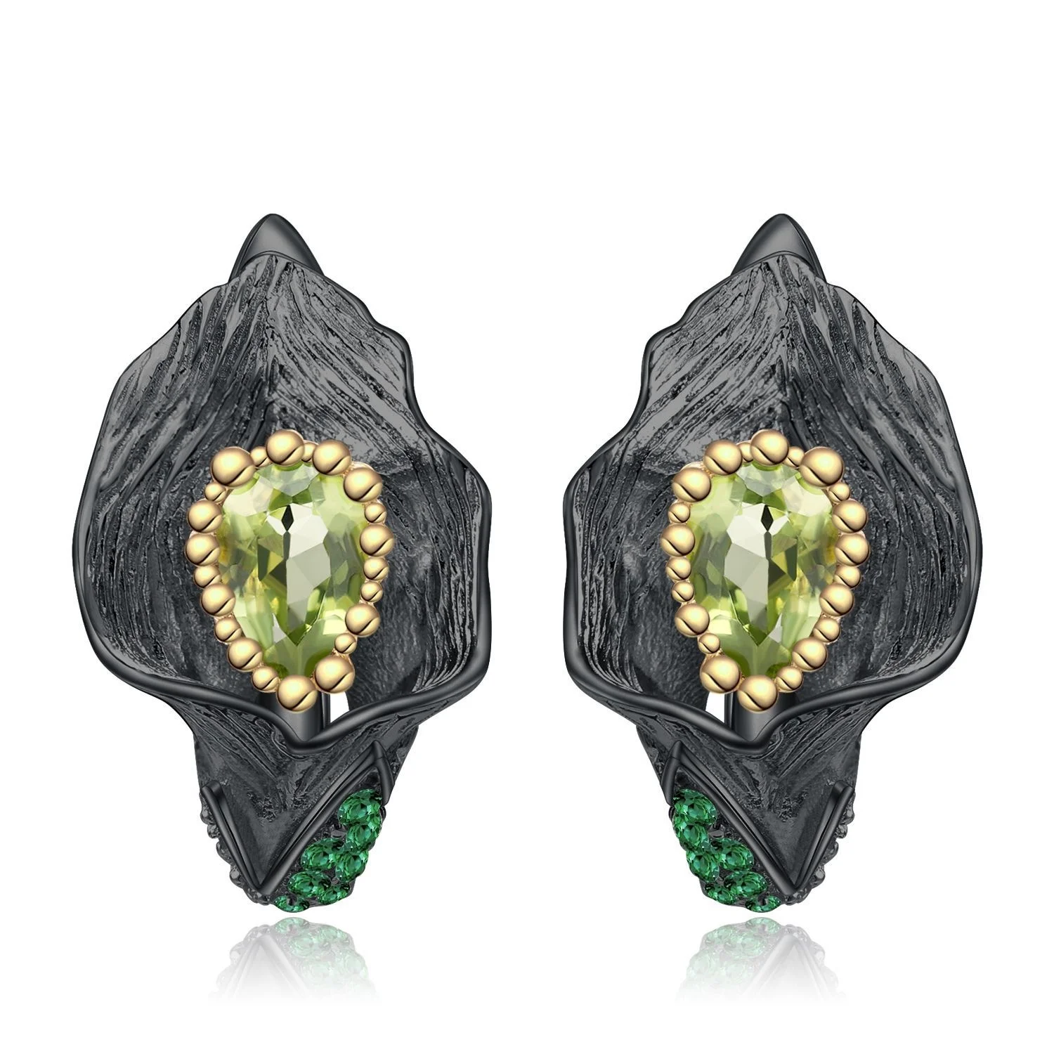 brand genuine Luxury real jewels Italian Craft Designer Premium Jewelry s925 Silver Natural Olivine Earrings high quality