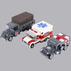 WW2 US Military Medical Vehicle Building Blocks German Army Soldier Figures Truck City Ambulance MOC Model Bricks Kids Toy Gifts