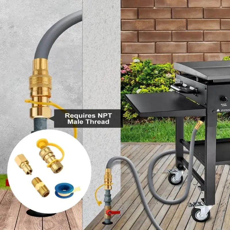 

3/4inch Metal Quick Connecting Female Couplers for Gas Appliances Easy Push to Installation Leakproof for Safety 24BD