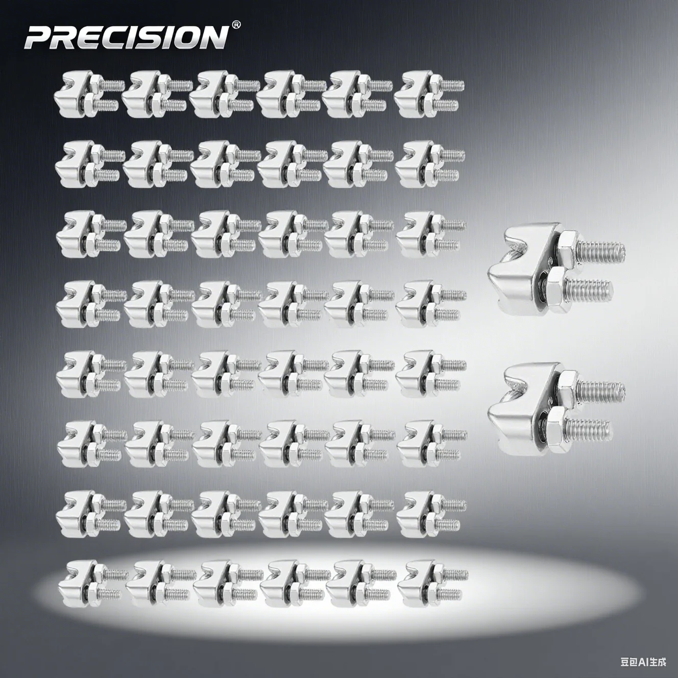 50Pcs 1/8'' M3 Stainless Steel Cable Clamps For Tightening Ropes Wires Cables Rigging Securing Loads Hanging Banners Flags Signs