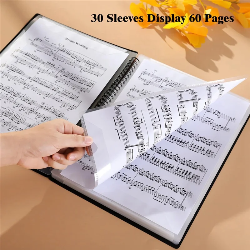 New Sheet Music Folder, 60 Pages, Sheet Music/Holder,Fits Letter Size A4, Writable & Detachable Choir Folder (Black)