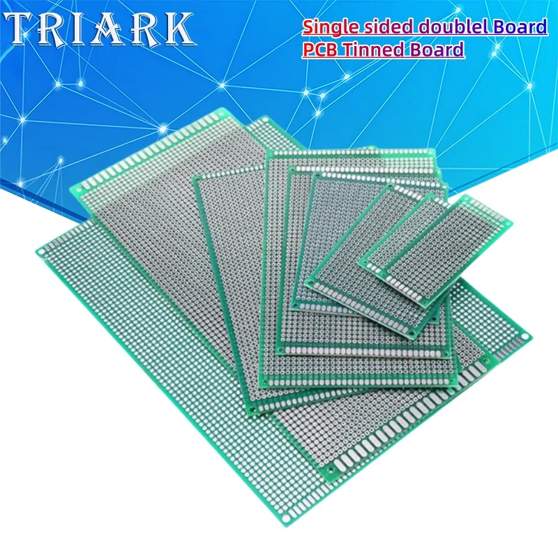 PCB Tinned Board 2x8 3x7 5x7 6x8 7x9 8x12 9x15 10x15 15x20 18x30 20x30cm FR4 Single sided doublel Universal Circuit Perfboard