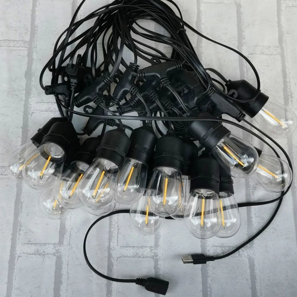 

5M 10M Patio String Light Outdoor Garland Lights ,220V Connectable Hanging Light for Backyard Porch Balcony Party Decor, E27