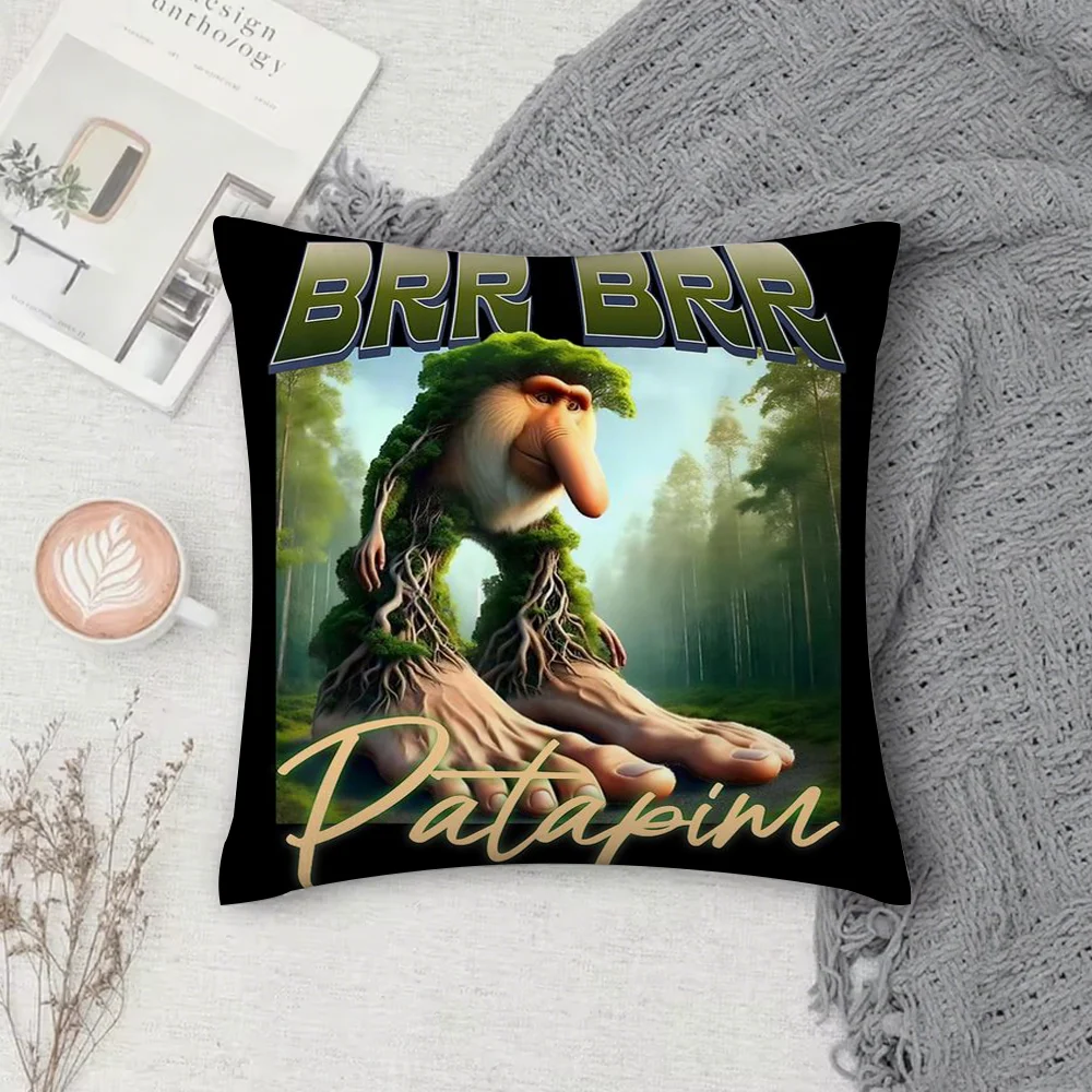 ITALlan Brainrot الإبداعية الحيوان كيس وسادة مربع الوجهين الطباعة قصيرة أفخم غطاء وسادة أريكة غرفة نوم السرير وسادة