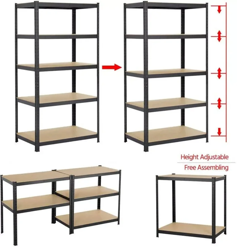 Shelving Units,5 Tier Garage Shelf Unit Metal Shelves Storage Boltless Rack,Workshop Adjustable For Warehouse,Home,Office&Pantry