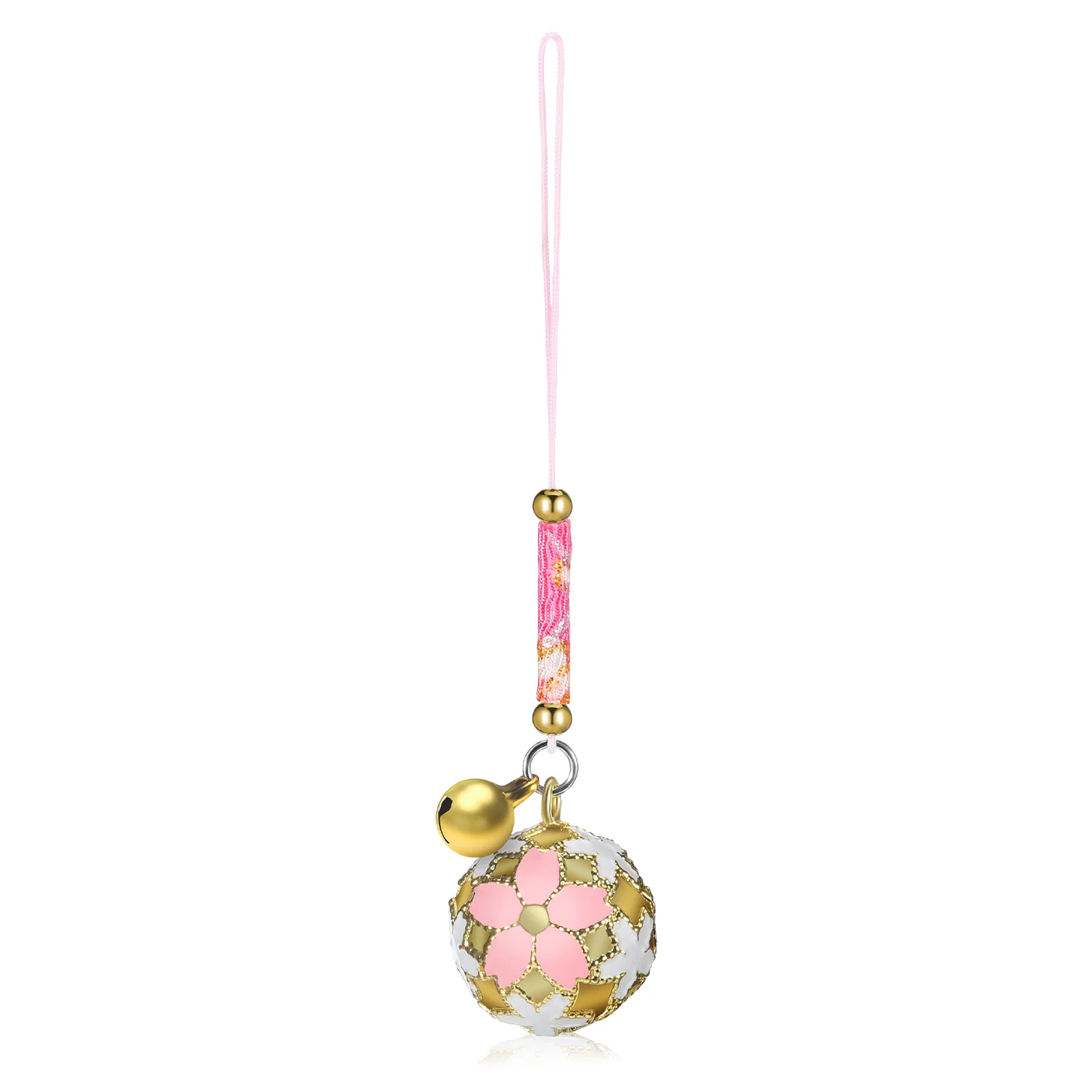 

Cherry Blossom Bell Ornament Hollow Out Kawaii Charm Smartphone Pendant Sakura Hanging Bag Decorative Backpack Accessory