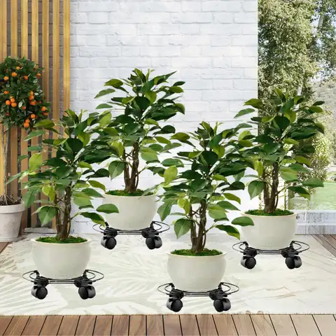 4개 세트 회전식 화분 받침대 다용도 선물 식물 애호가를 위한 플랜터 화분 바퀴 달린 플랜터 화분 받침대