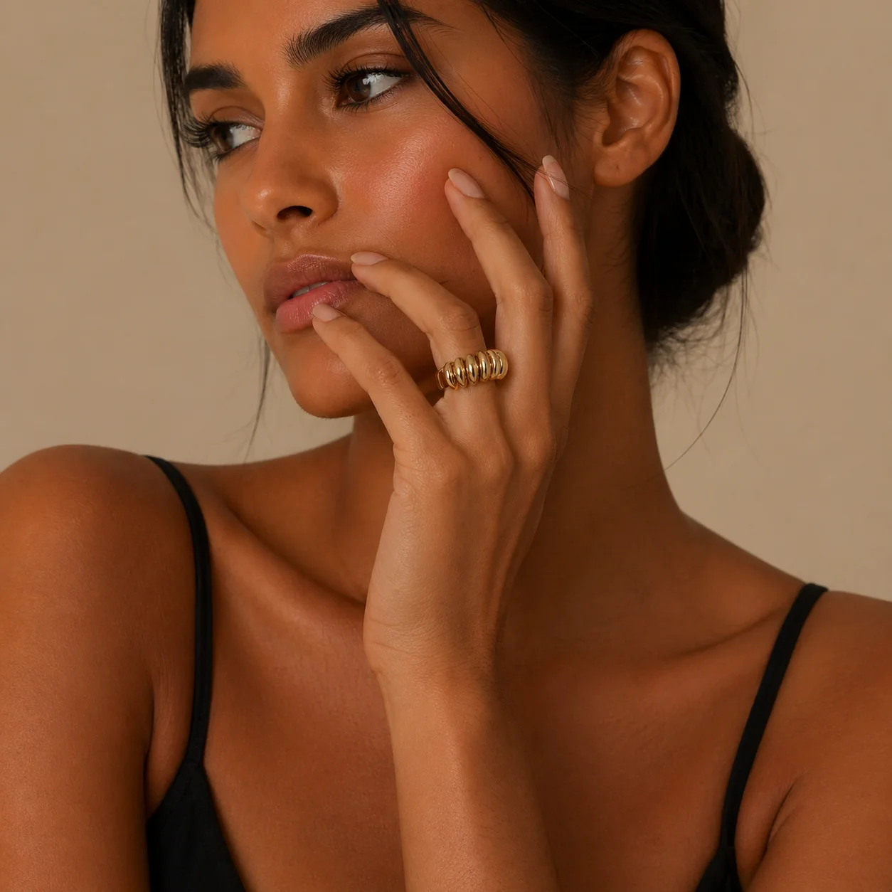 Edelstahl Punk-Streifenringe Minimalistisch für Frauen Geometrisch Vielseitig Kreisförmig Gefaltet Tägliches Tragen Accessoires Schmuck