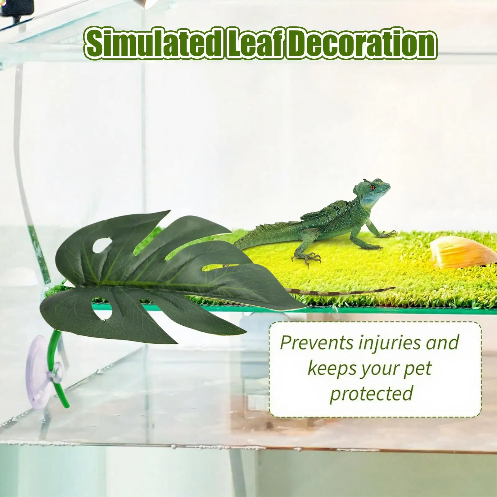 

Artificial Leaves Reptile Terrarium Decorations Green Plants With Suction Cups For Reptile Tank Accessories For Landscape