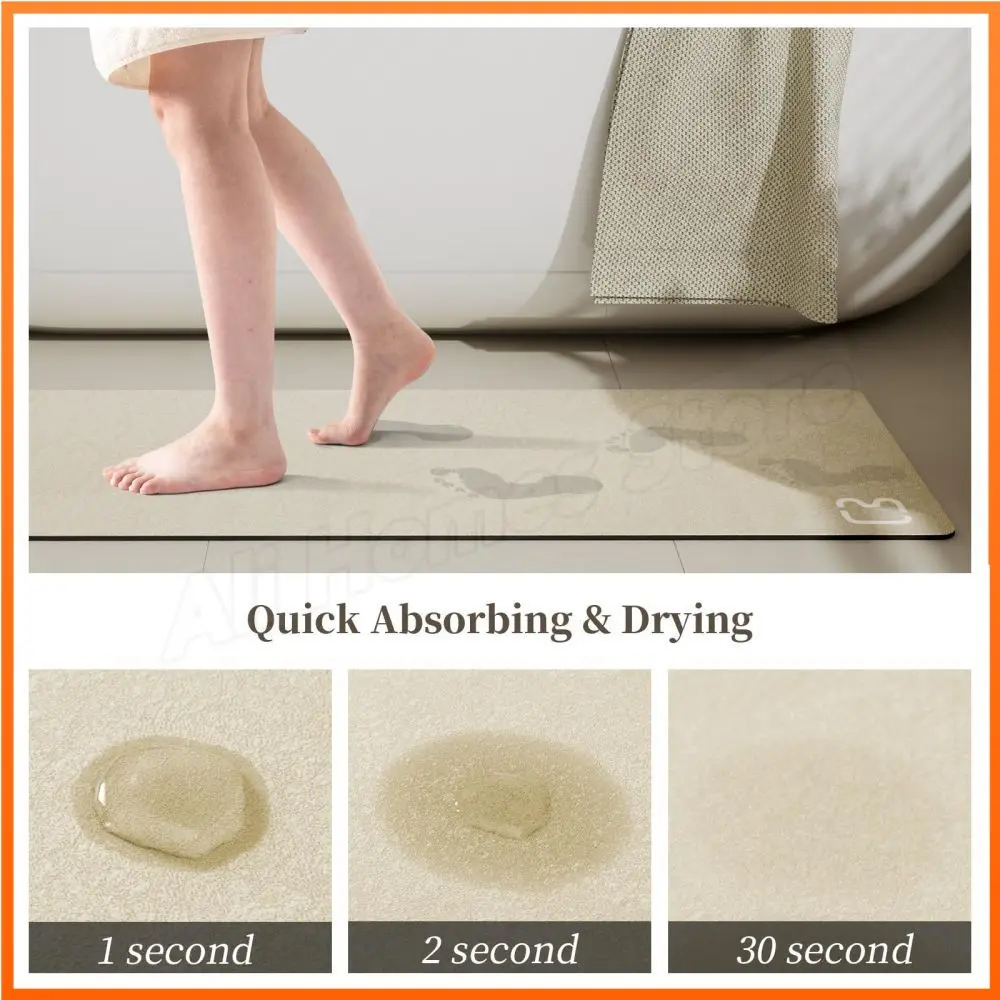 Foot Mat Diatomite Bath Mat Stone Bathroom Rug Earth Absorbent Bath Carpet Non-slip Quick Drying Shower Bathtub FootMat Doormat