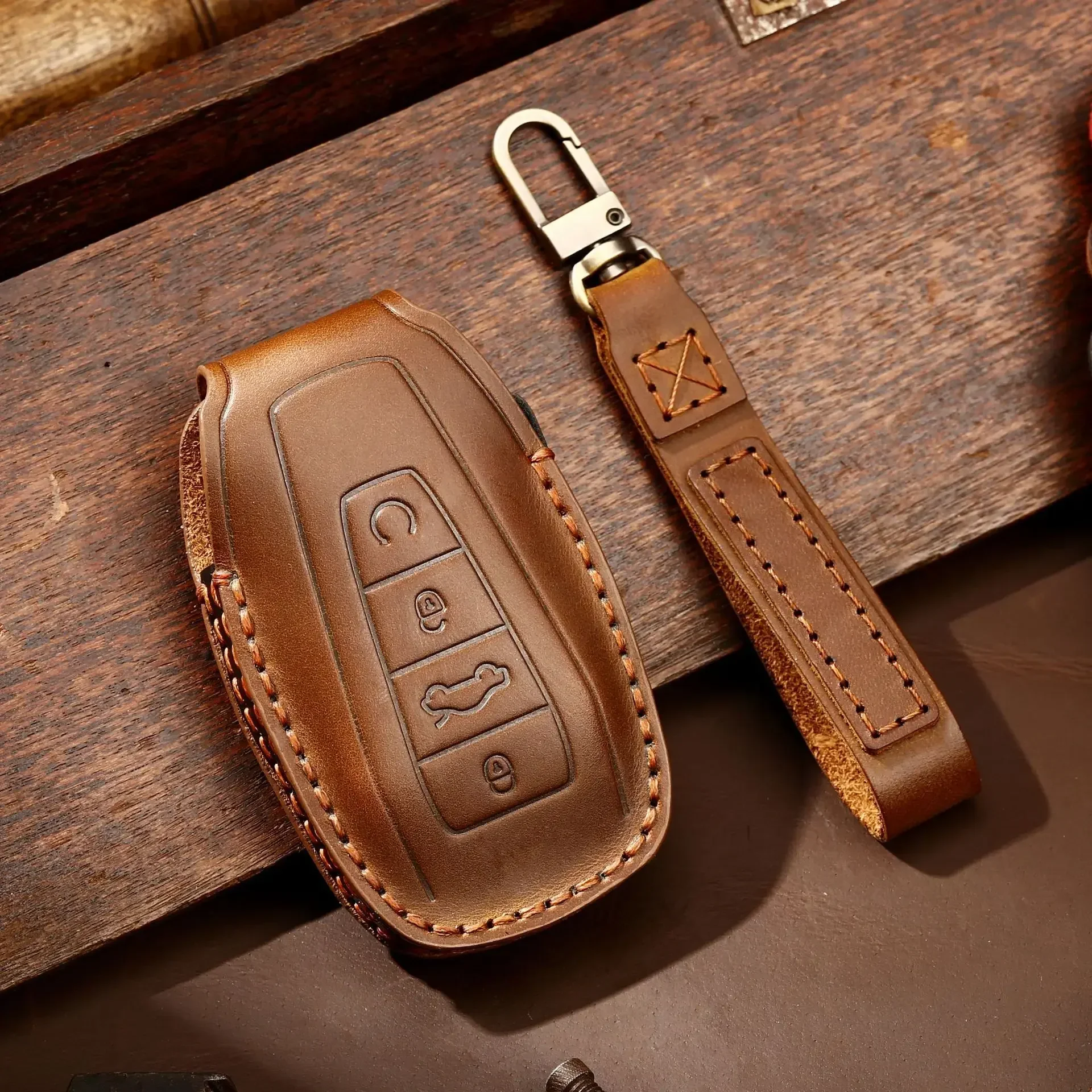 Leather Car Key Case Cover For Geely Emgrand GS Vision Preface Bonjour Coolray NL3 X7 EX7 GT GC9