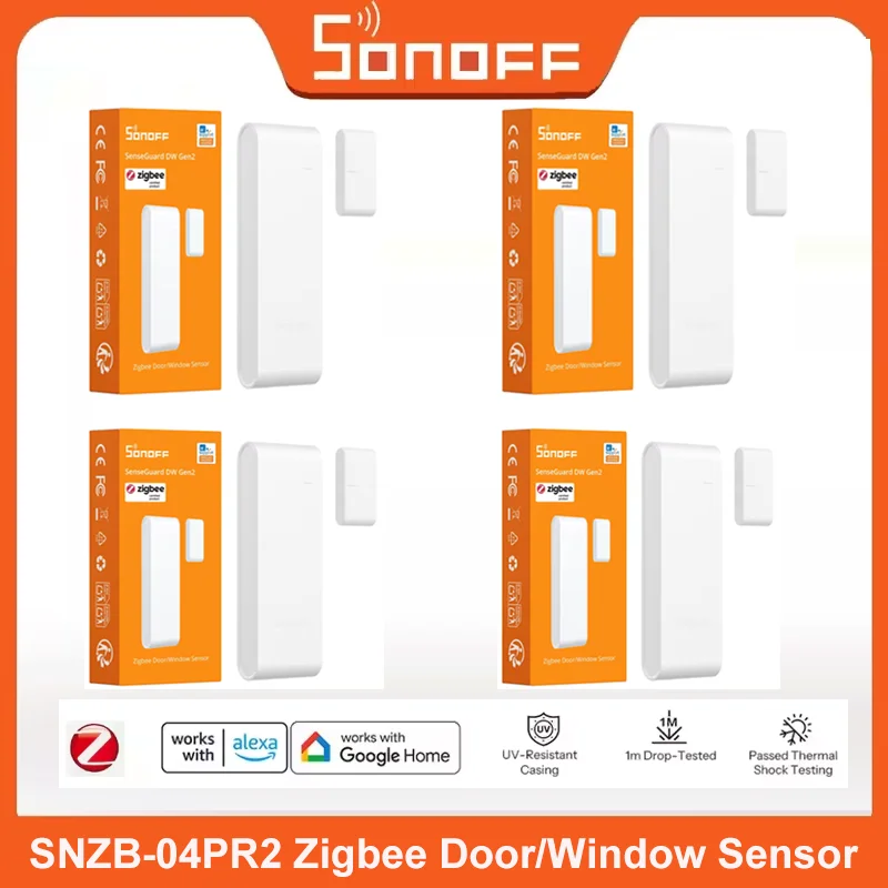 SONOFF 1-5 шт. SNZB-04PR2 SenseGuard DW Gen2 Zigbee Умный датчик для дверей/окон с горизонтальным и вертикальным монтажом, совместим с Alexa и Google Home
