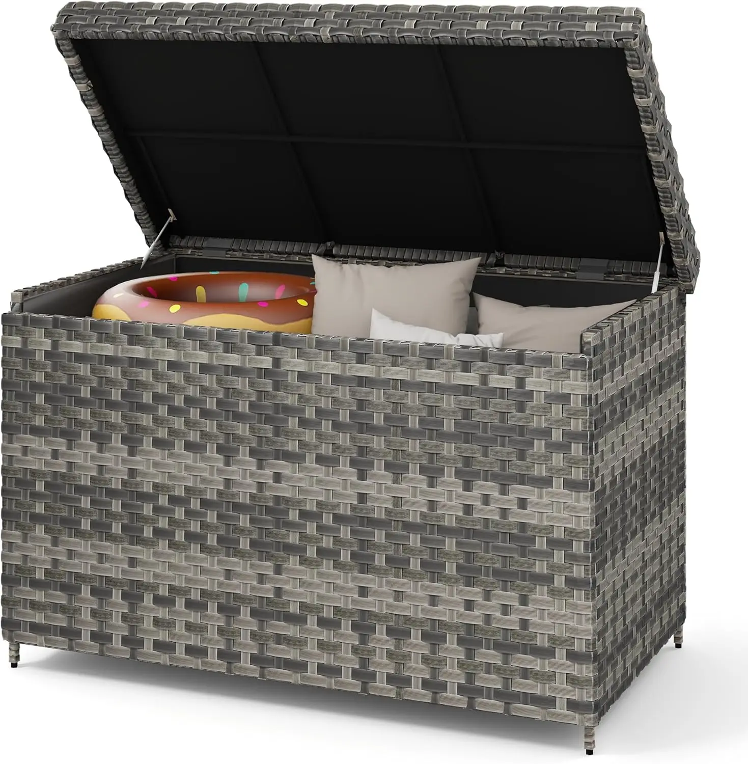 230 Gallon Outdoor Storage Box, Weatherproof Wicker Deck Box, XXL Outside Storage Container for Patio Furniture, Cushions