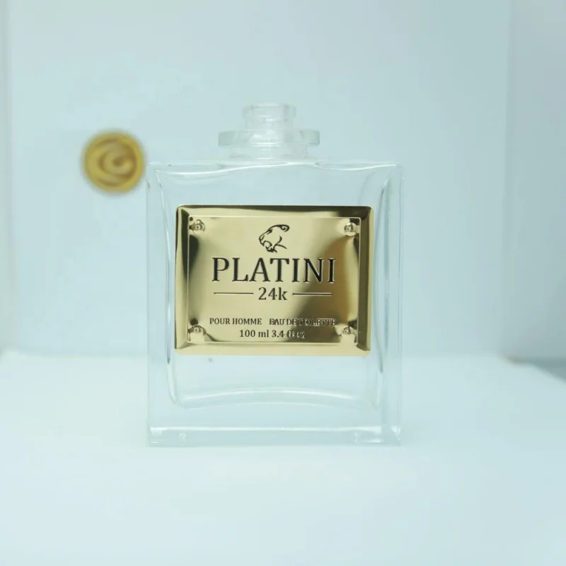 10 0.Zhang.Custom.Custom Classic Logo Metal Golden Perfume package Private Label Sticker Perfume Bottle 100ml