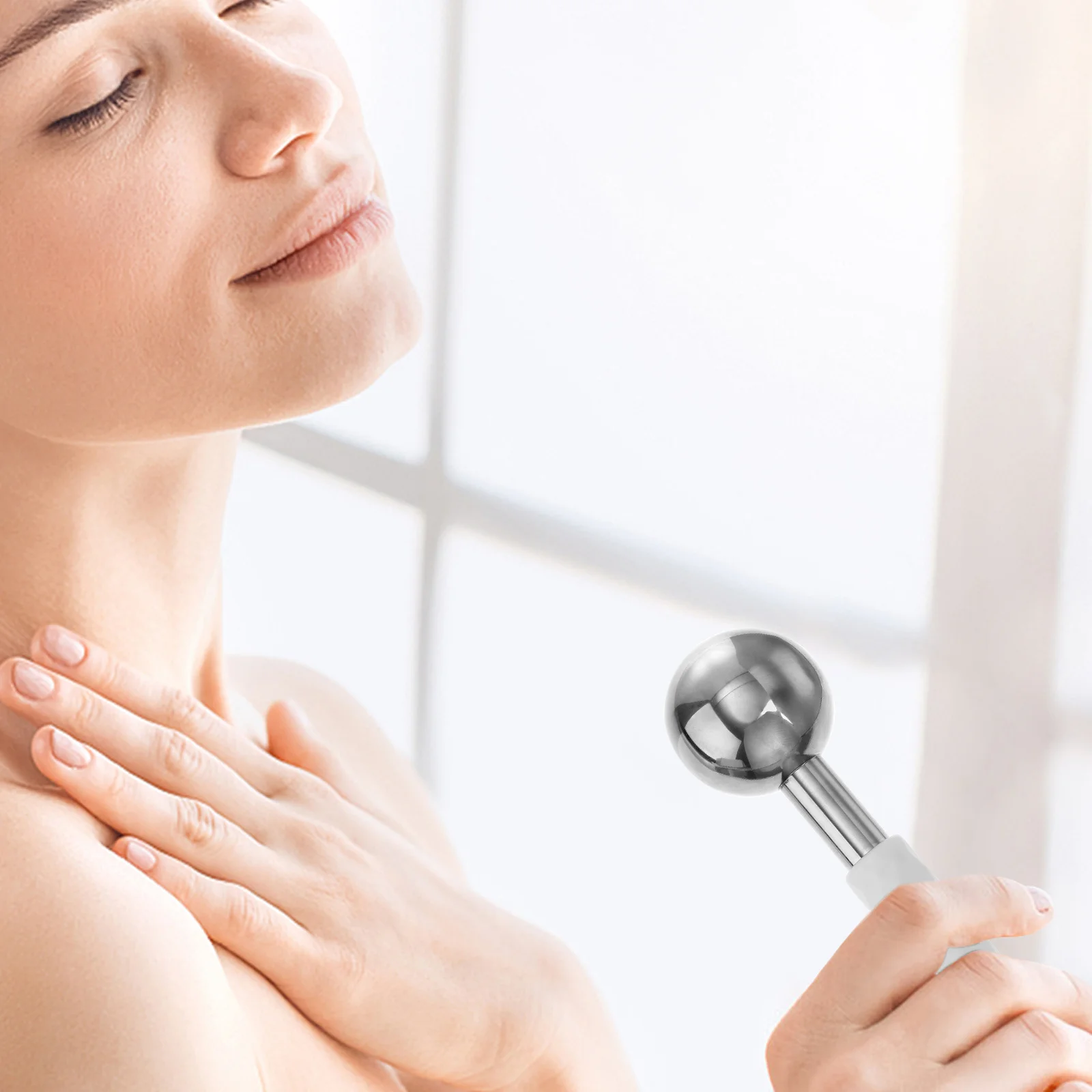 Bola de masaje de acero inoxidable, globo de hielo para cara, cuello, cuerpo, cuidado de la piel, juego de rodillos faciales antienvejecimiento, herramienta de enfriamiento, 2 uds.