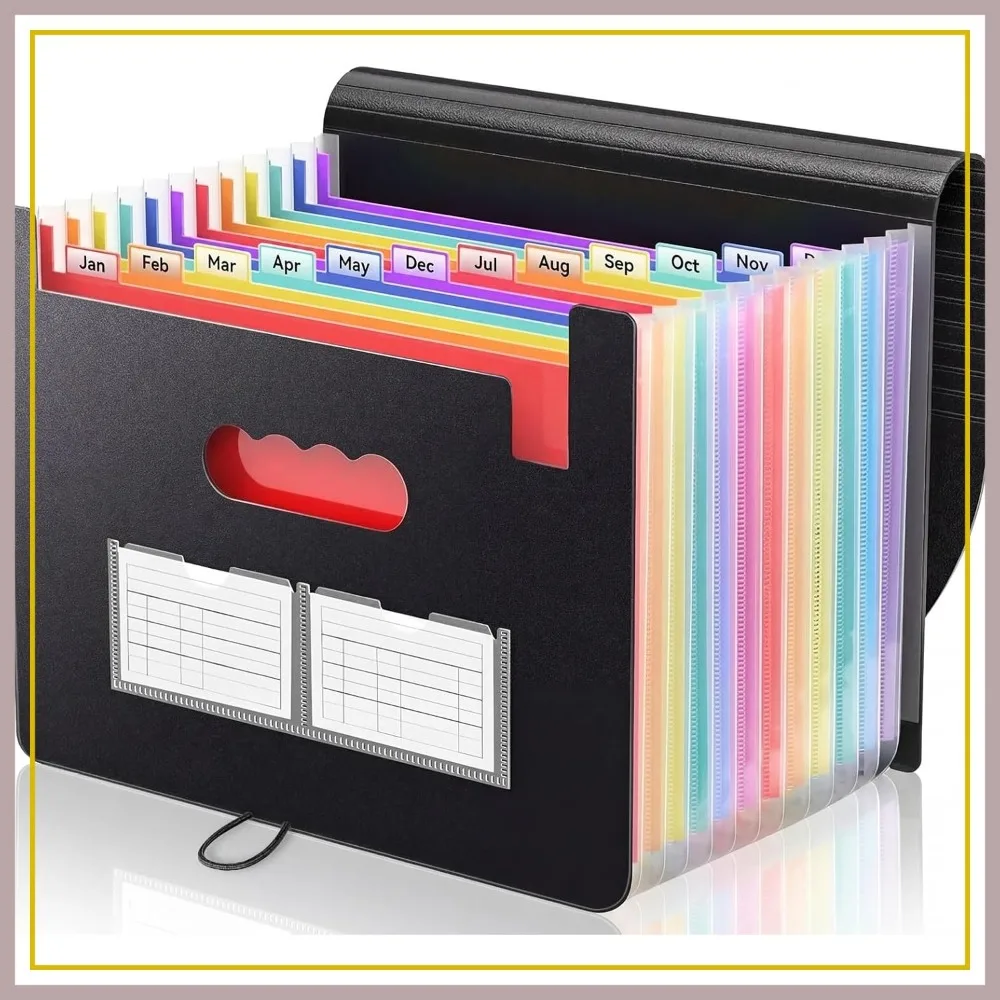 

A4 Expanding File Organiser, 13 Pockets Accordion Folder for Bills, School & Office Storage (Black)