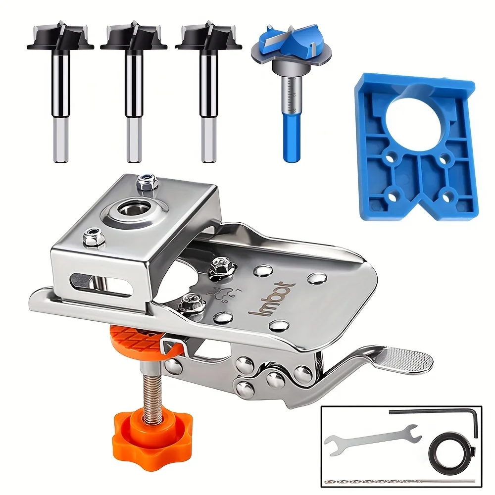 35mm Concealed Hinge Drilling Jig,with 4pcs Hinge hole openerHinge Boring Hole Drill Guide Locator for Door Cabinet Installation