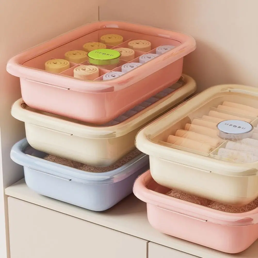 

Пластиковый ящик для хранения нижнего белья, влагостойкий пылезащитный органайзер для трусиков, носков, экономия места, штабелируемый ящик для хранения в гардеробе