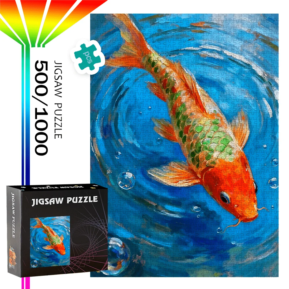 

500pcs/1000pcs Koi Carp Jigsaw Puzzle | Portable Cardboard Puzzle for Birthday, Halloween, Christmas, Thanksgiving, Easter - I