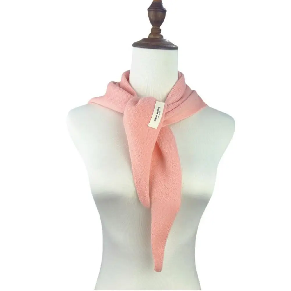 Multicolor Shawl with Tie Warm Triangular Shape Knitted Scarf British Korean Style Short Wool Blend Scarf Headscarf Use