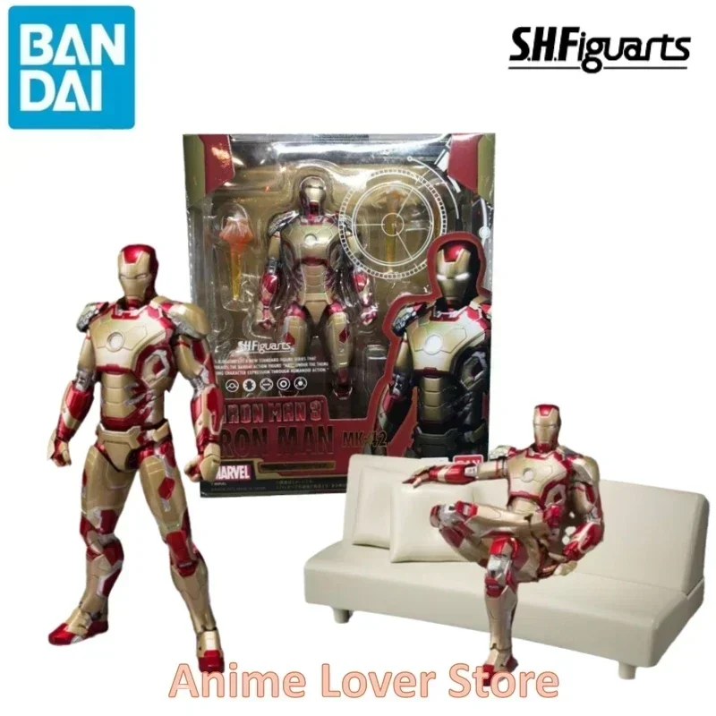 In Stock Bandai Original MARVEL S.H.Figuarts SHF Iron Man Mark 42 MK42 Anime Figures Toys for Kids Collectible Model Ornaments