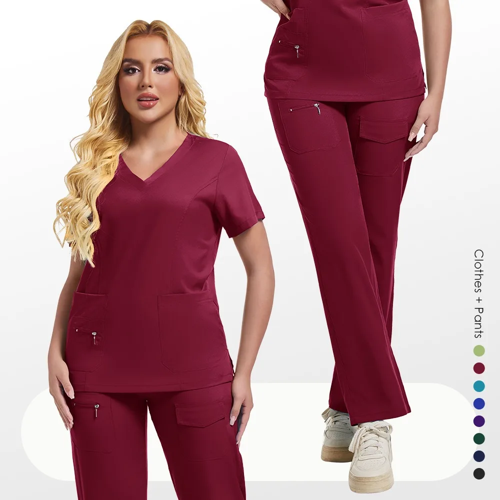 

Комплект униформы для медсестер с коротким рукавом: костюм для больниц, врачей и грумеров для животных