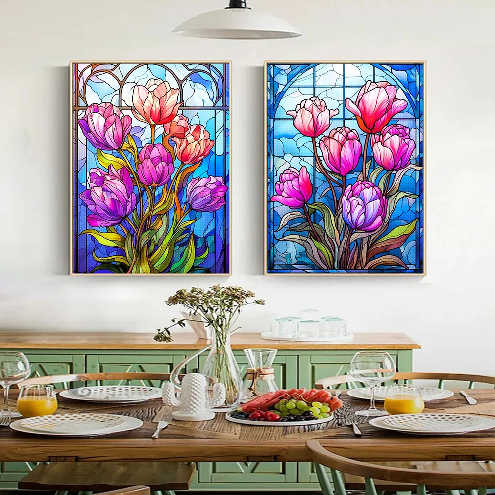 Diamant Malerei Kit Glas Blume Diamant Mosaik Stickerei Kreuz stich DIY schöne Landschaft Home Dekoration Geschenk neu – Detail 5