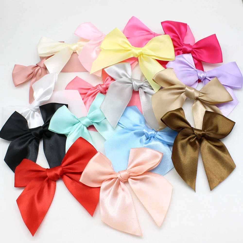 30PCS 100*100mm Satin Ribbon Bows Gift Wrapping Bow  Polyester Bow Gift Decoration For Party Decor