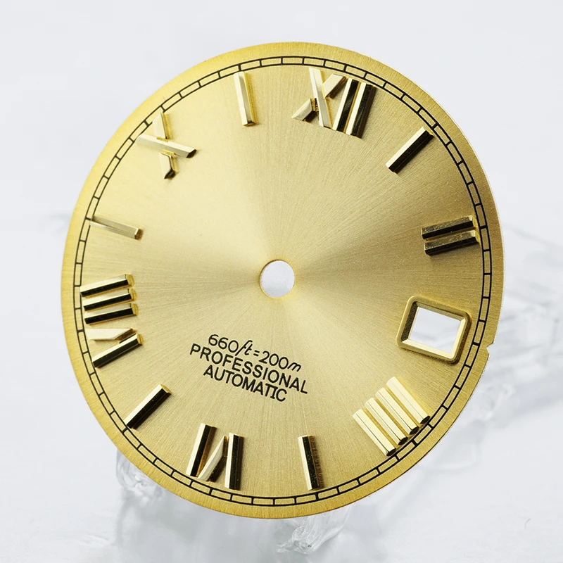 NH35 الطلب S الطلب 28.5 مللي متر قطر الأرقام الرومانية تقويم أشعة الشمس صالح ل NH35/36 ساعة يد تعمل بالحركة تعديل الملحقات