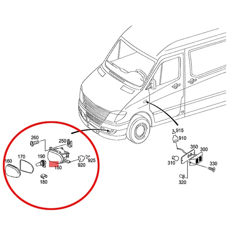 Front Fog Light Illumination Lamp Anti-Fog Lamp Car for - Sprinter Sprinter 906 Van 2500 3500 07-13-AC17