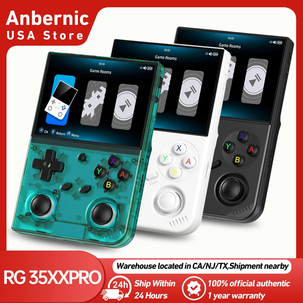 Anbernic RG 35XXPRO Retro Handheld Game Console Linux 64 Bit 3.5 Inch IPS Screen Retro Gaming Player 3200mAH Support RixelHK