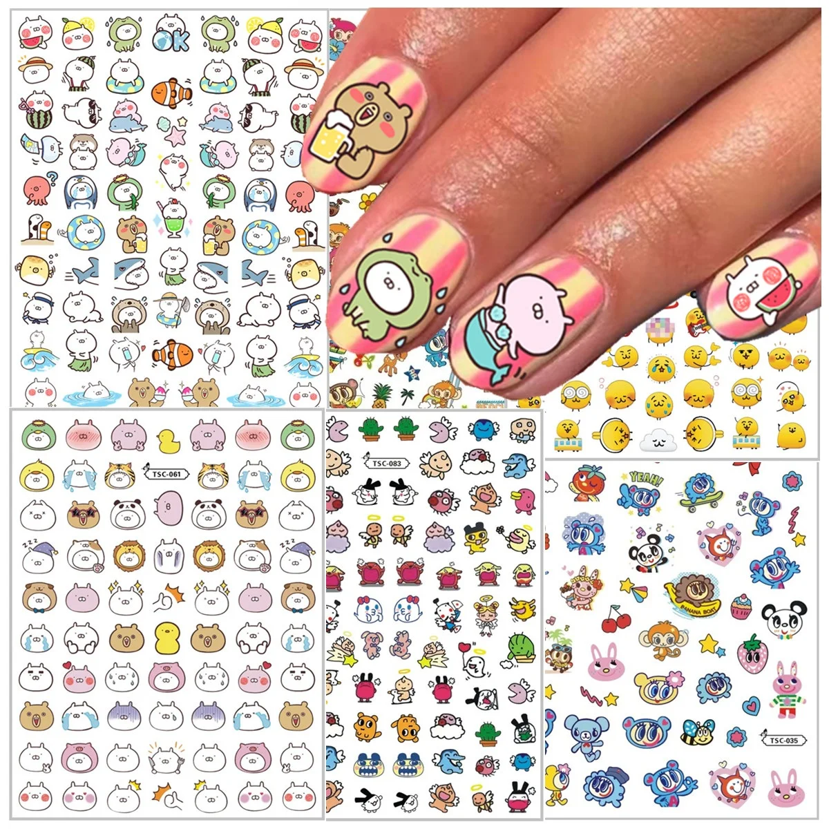 

TSC-062N natto usamaru mezzo piano Anime designs 3d Nail Art Sticker nail Decal Deco Slider Stamp Film accessories